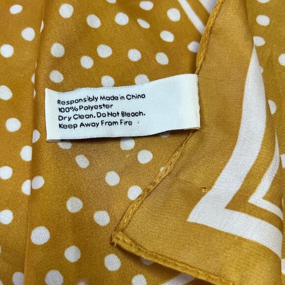 Cleobella Mustard Yellow Polka Dot Scarf – 32” Square – 100% Polyester - Picture 2 of 4